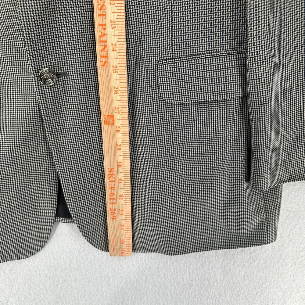 Stafford Plaid Houndstooth Suit Blazer Jacket‎ 48L Pants 41X31 Metal Buttons